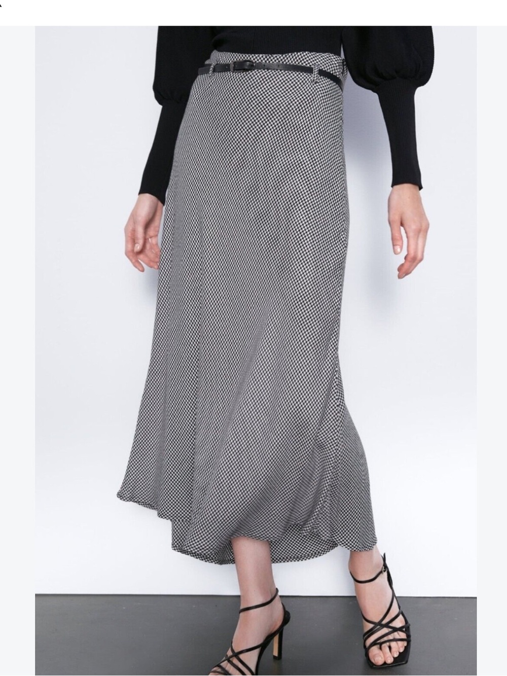 Zara Belted Checked Skirt